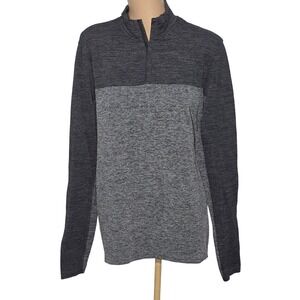 Marc Anthony Pullover Mens Small Gray Black Slim Fit Long Sleeve Quarter Zip Top